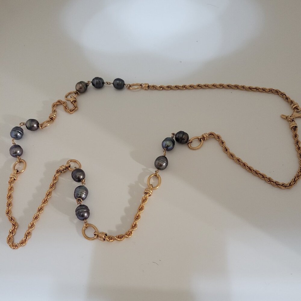 Honora Bronze Italy Genuine Pearl Chain Necklace , 36" Long